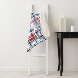 Red, White and Blue Madras Sherpa Blanket