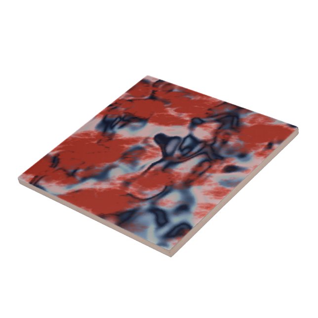 Red white and Blue marble Ceramic Tile (Side)
