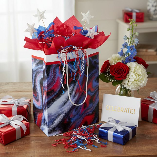 Red, white and blue marble medium gift bag (Creator Uploaded)