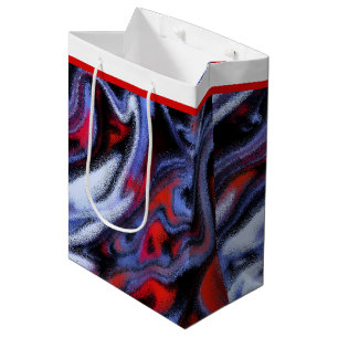 Red, white and blue marble medium gift bag