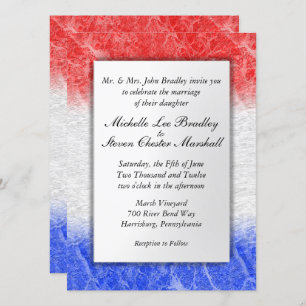 Red White and Blue Marble Wedding Invitations