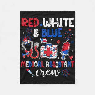 Red White And Blue Medical Istant Crew Happy 4th O Fleece Blanket