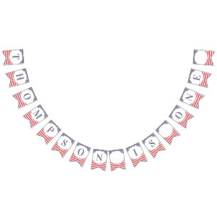 Red White And Blue Memorial Day July 4th Birthday Bunting Flags