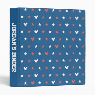 Red, White, and Blue Mickey Star Pattern 3 Ring Binder