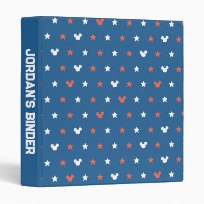 Red, White, and Blue Mickey Star Pattern 3 Ring Binder