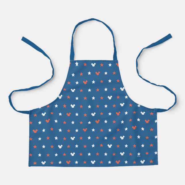 Red, White, and Blue Mickey Star Pattern Apron (Front)