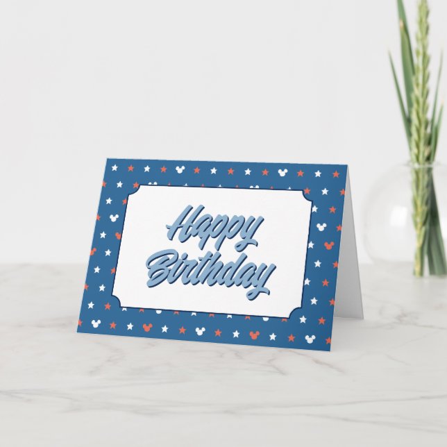Red, White, and Blue Mickey Star Pattern Card (Front)