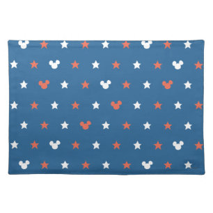 Red, White, and Blue Mickey Star Pattern Cloth Placemat