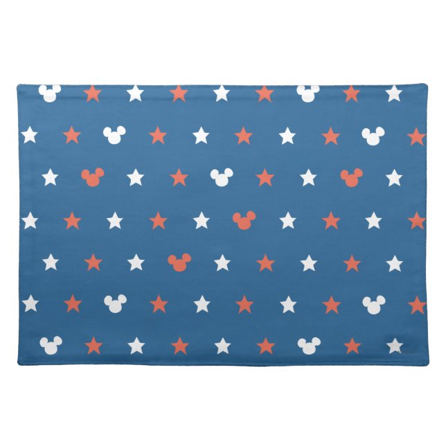 Red, White, and Blue Mickey Star Pattern Cloth Placemat (Front)