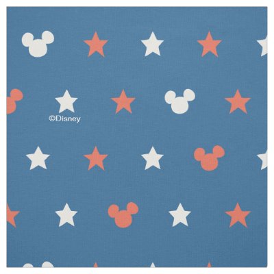 Red, White, and Blue Mickey Star Pattern Fabric