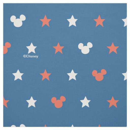 Red, White, and Blue Mickey Star Pattern Fabric