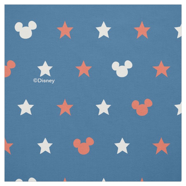 Red, White, and Blue Mickey Star Pattern Fabric (Swatch)