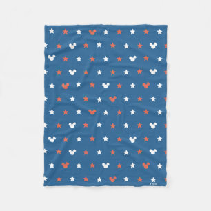 Red, White, and Blue Mickey Star Pattern Fleece Blanket