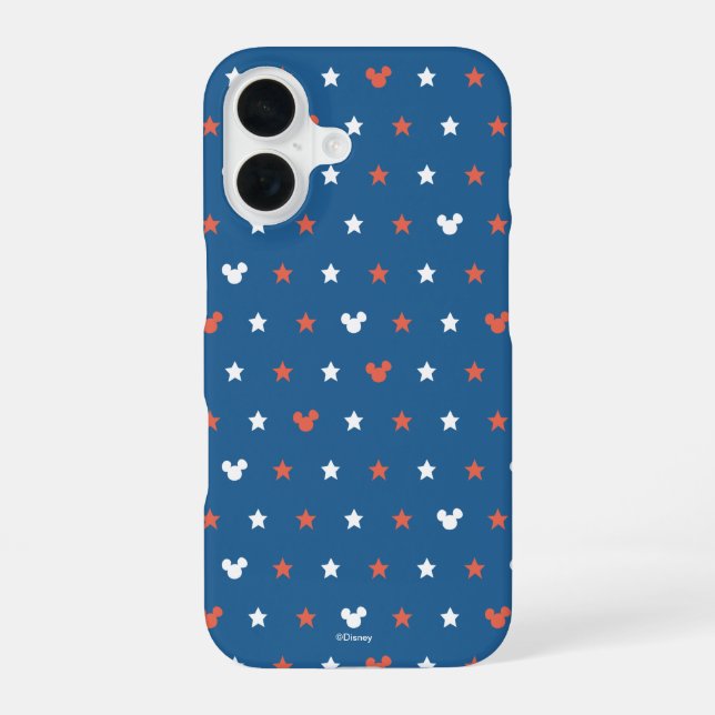 Red, White, and Blue Mickey Star Pattern Iphone Case (Back)