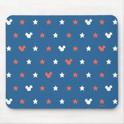 Red, White, and Blue Mickey Star Pattern Mouse Pad