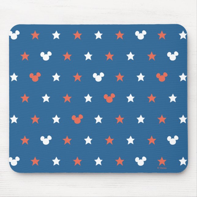 Red, White, and Blue Mickey Star Pattern Mouse Pad (Front)