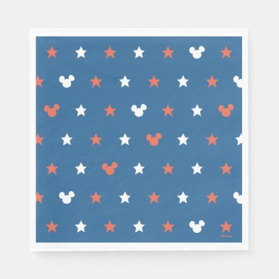 Red, White, and Blue Mickey Star Pattern Napkins