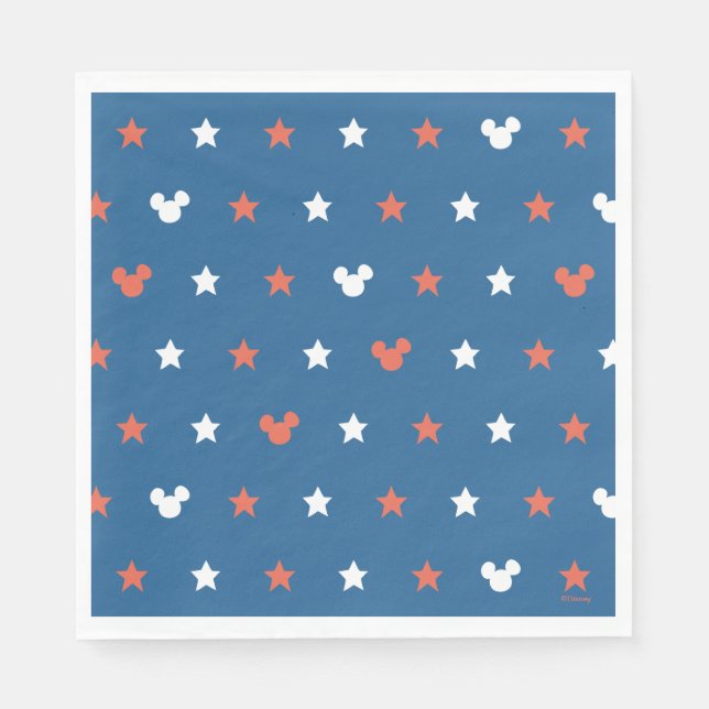 Red, White, and Blue Mickey Star Pattern Napkins (Front)