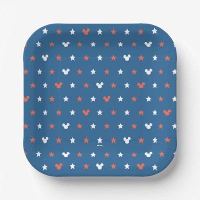 Red, White, and Blue Mickey Star Pattern Paper Plates