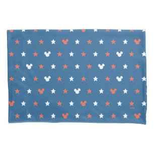 Red, White, and Blue Mickey Star Pattern Pillow Case