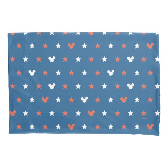Red, White, and Blue Mickey Star Pattern Pillow Case (Front)