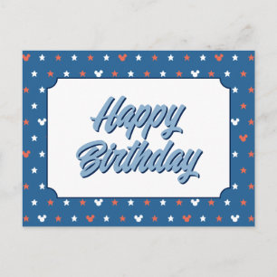 Red, White, and Blue Mickey Star Pattern Postcard