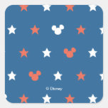 Red, White, and Blue Mickey Star Pattern Square Sticker