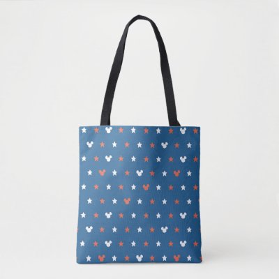 Red, White, and Blue Mickey Star Pattern Tote Bag