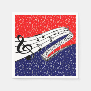 Red white and blue music theme napkins