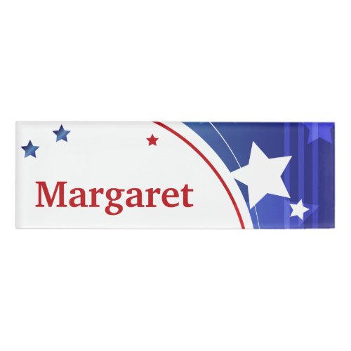 Red White and Blue Name Tag