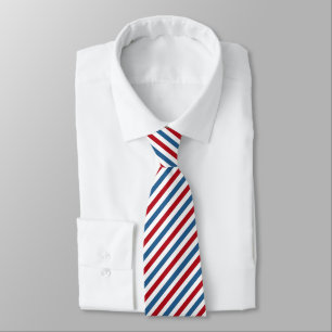 Red, White and Blue Narrow Stripes Patriotic Neck Tie