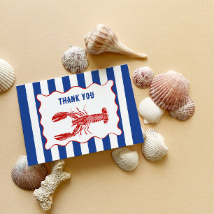 Red, White and Blue Nautical Lobster Thank You Card