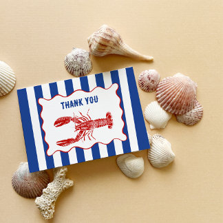 Red, White and Blue Nautical Lobster Thank You Card