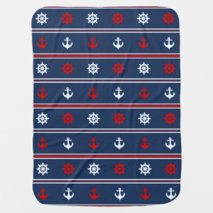 Red White And Blue Nautical Pattern Baby Blanket
