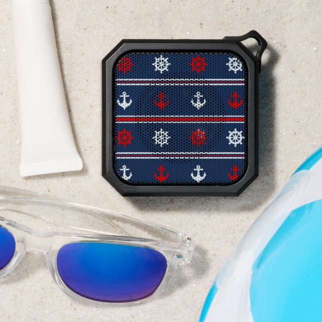 Red White And Blue Nautical Pattern Bluetooth Speaker (Insitu(Beach))