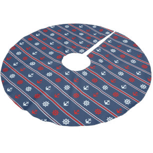 Red White And Blue Nautical Pattern Brushed Polyester Tree Skirt