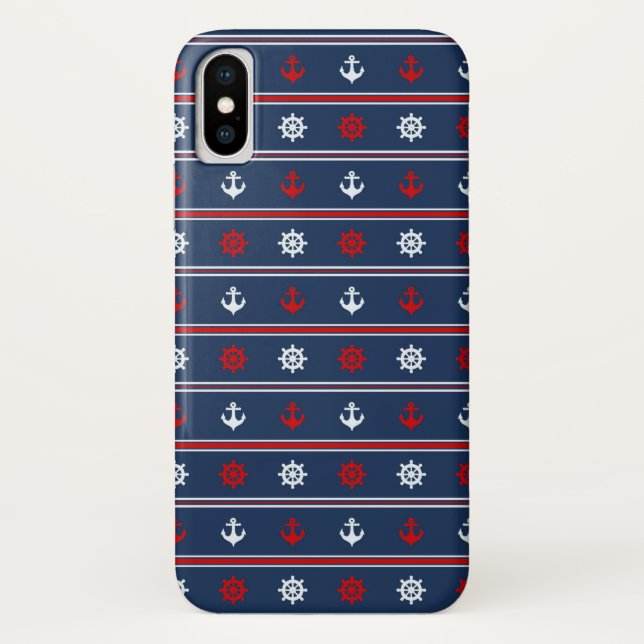 Red White And Blue Nautical Pattern Case-Mate iPhone Case (Back)
