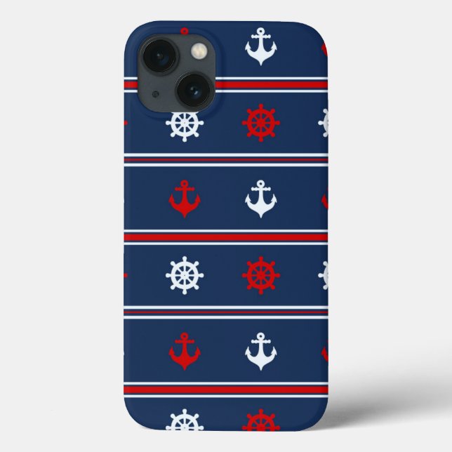 Red White And Blue Nautical Pattern Case-Mate iPhone Case (Back)
