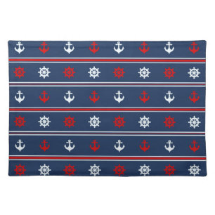 Red White And Blue Nautical Pattern Cloth Placemat