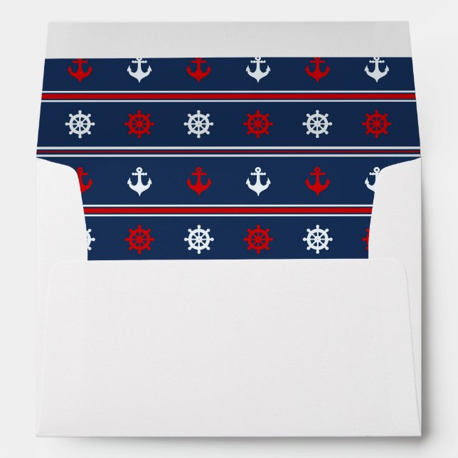 Red White And Blue Nautical Pattern Envelope (Back (Bottom))