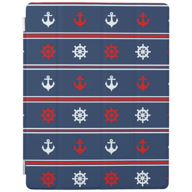 Red White And Blue Nautical Pattern iPad Smart Cover (Front)