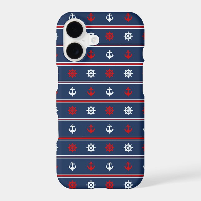 Red White And Blue Nautical Pattern Iphone Case (Back)