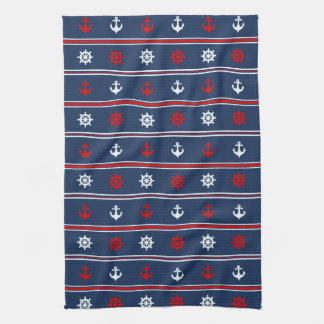 Red White And Blue Nautical Pattern Kitchen Towel