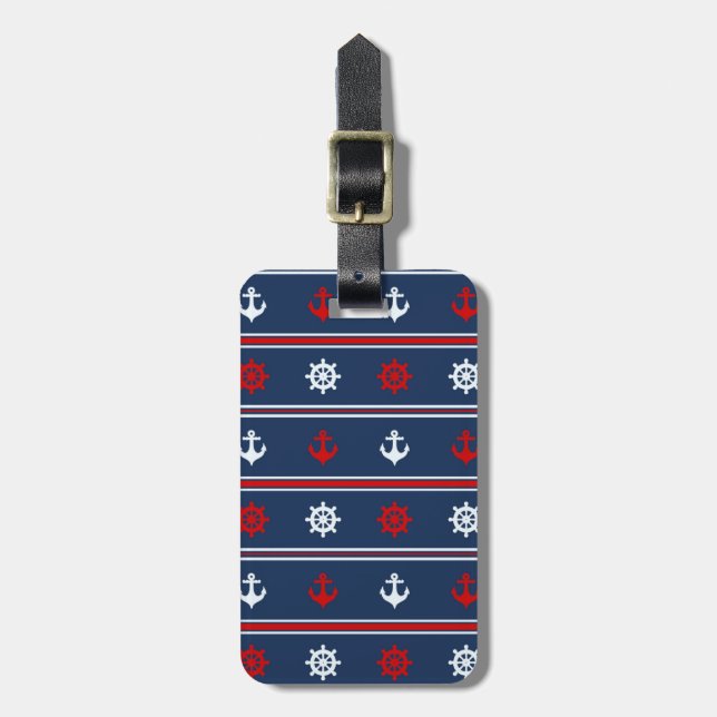 Red White And Blue Nautical Pattern Luggage Tag (Front Vertical)