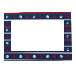 Red White And Blue Nautical Pattern Magnetic Picture Frame