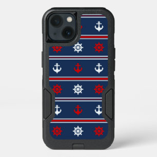 Red White And Blue Nautical Pattern iPhone 13 Case