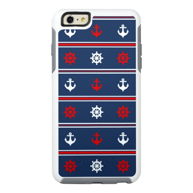 Red White And Blue Nautical Pattern Otterbox iPhone Case (Back)