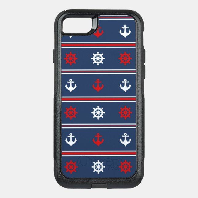 Red White And Blue Nautical Pattern Otterbox iPhone Case (Back)