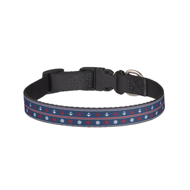 Red White And Blue Nautical Pattern Pet Collar (Front)