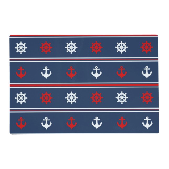 Red White And Blue Nautical Pattern Placemat (Front)